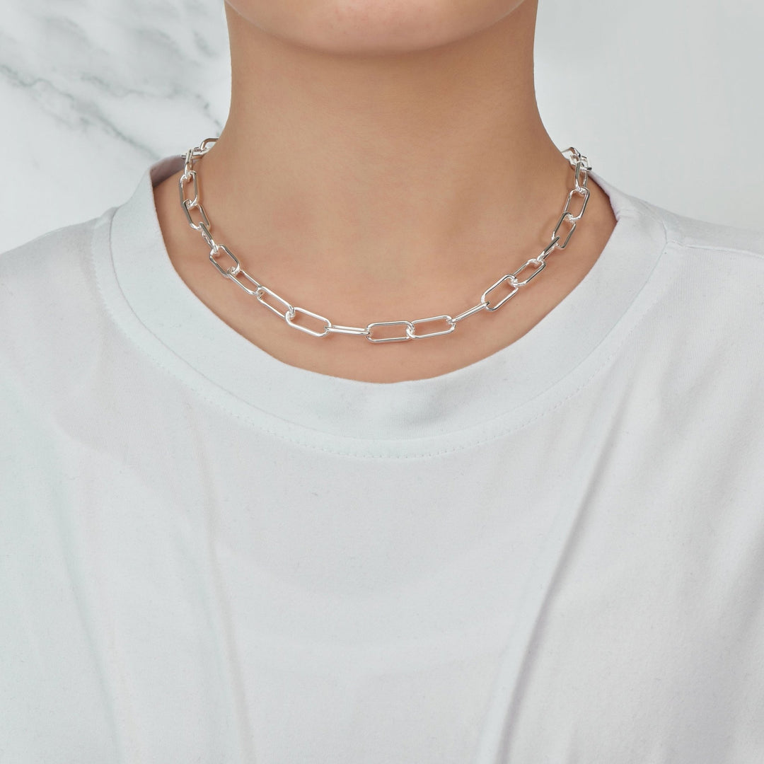Silver Plated Paperclip Necklace - Philip Jones Jewellery