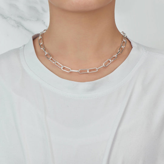 Silver Plated Paperclip Necklace - Philip Jones Jewellery
