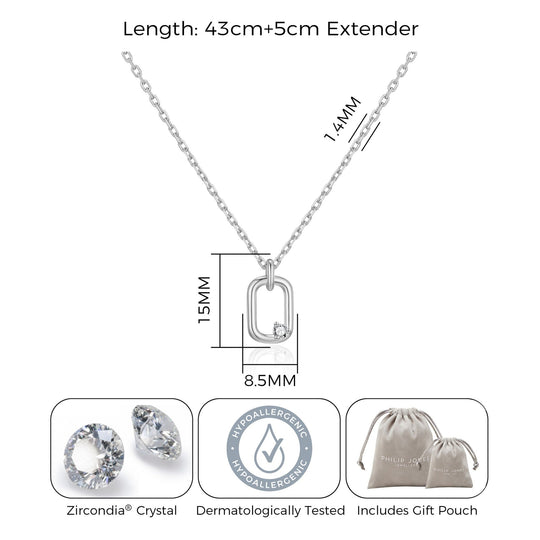 Silver Plated Paperclip Necklace Created with Zircondia® Crystals - Philip Jones Jewellery