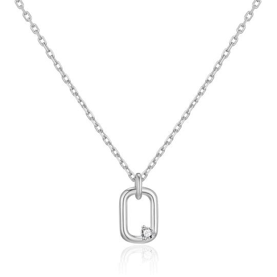 Silver Plated Paperclip Necklace Created with Zircondia® Crystals - Philip Jones Jewellery
