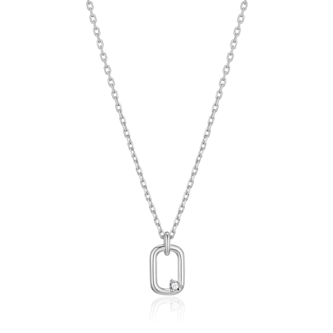 Silver Plated Paperclip Necklace Created with Zircondia® Crystals - Philip Jones Jewellery