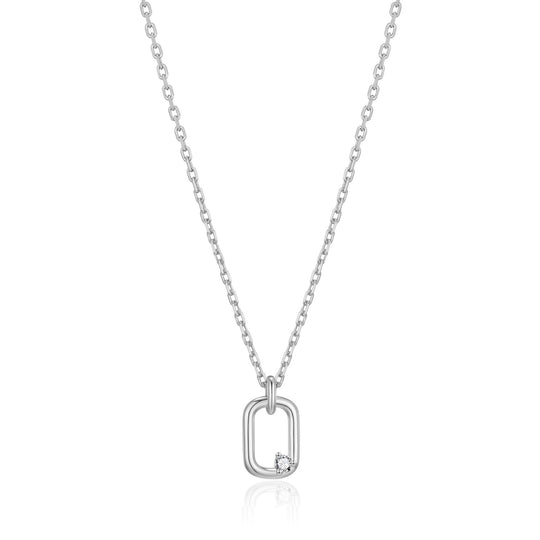 Silver Plated Paperclip Necklace Created with Zircondia® Crystals - Philip Jones Jewellery