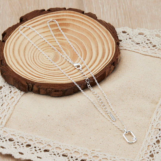 Silver Plated Paperclip Necklace Created with Zircondia® Crystals - Philip Jones Jewellery