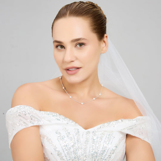 Silver Plated Pearl Chain Bridal Necklace - Philip Jones Jewellery