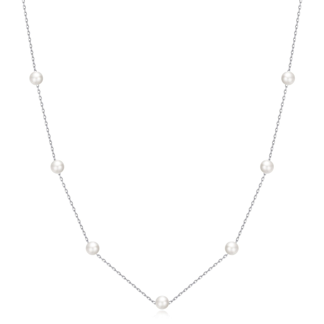 Silver Plated Pearl Chain Necklace - Philip Jones Jewellery