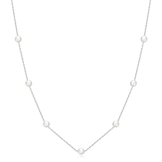 Silver Plated Pearl Chain Necklace - Philip Jones Jewellery