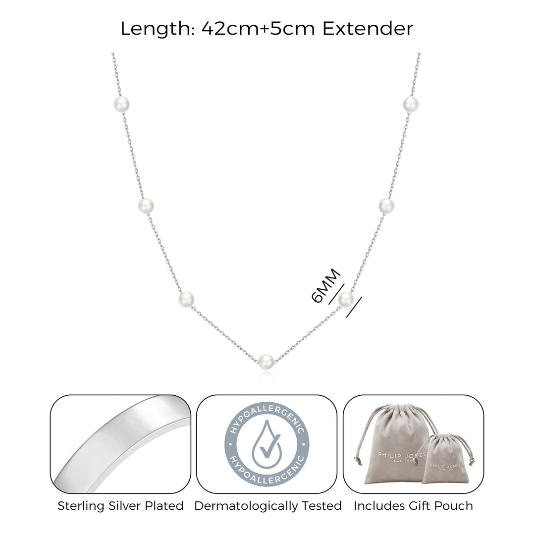 Silver Plated Pearl Chain Necklace - Philip Jones Jewellery