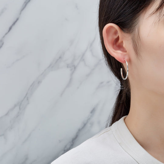 Silver Plated Round Hoop Earrings - Philip Jones Jewellery