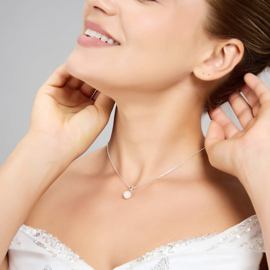 Silver Plated Shell Pearl Bridal Necklace - Philip Jones Jewellery