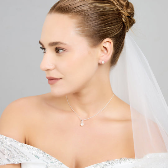 Silver Plated Shell Pearl Bridal Set - Philip Jones Jewellery