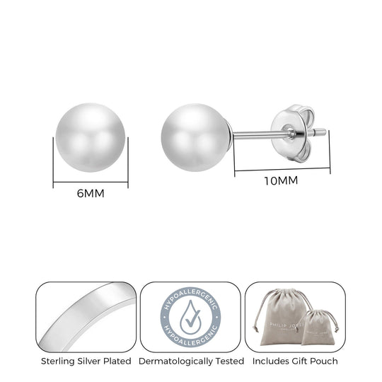 Silver Plated Shell Pearl Earrings - Philip Jones Jewellery