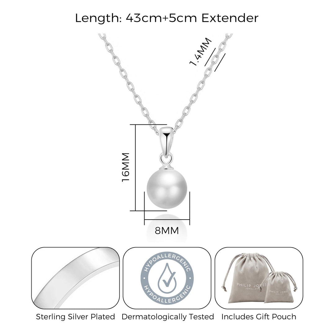 Silver Plated Shell Pearl Necklace - Philip Jones Jewellery