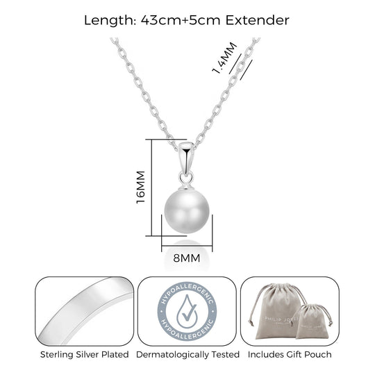 Silver Plated Shell Pearl Necklace - Philip Jones Jewellery