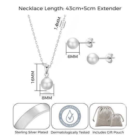 Silver Plated Shell Pearl Set - Philip Jones Jewellery