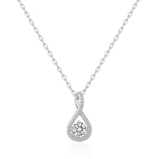 Silver Plated Solitaire Twist Necklace Created with Zircondia® Crystals - Philip Jones Jewellery