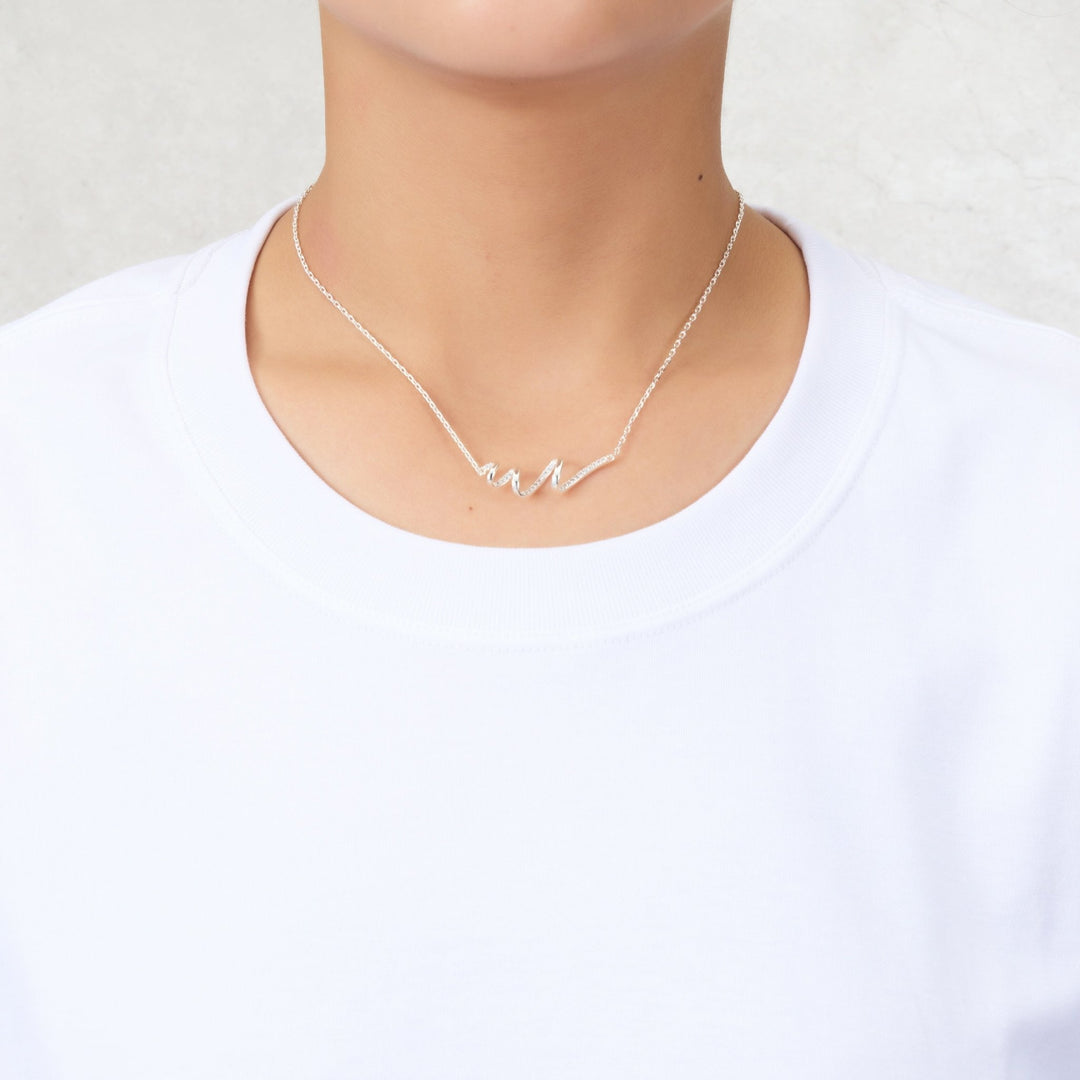 Silver Plated Spiral Necklace Created with Zircondia® Crystals - Philip Jones Jewellery