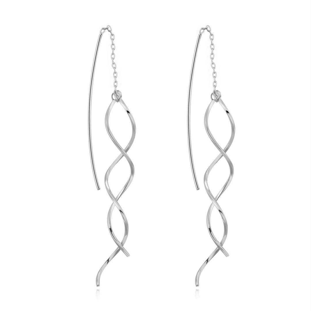 Silver Plated Spiral Thread Earrings - Philip Jones Jewellery