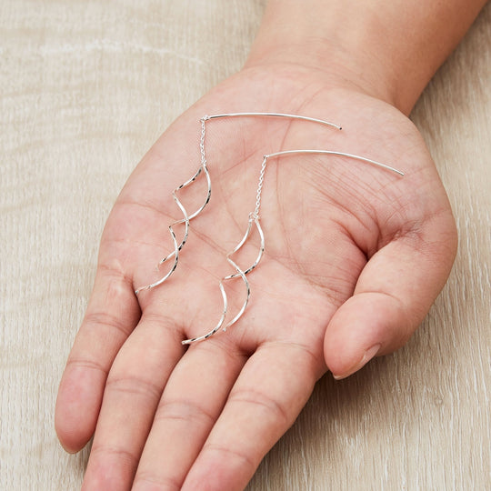 Silver Plated Spiral Thread Earrings - Philip Jones Jewellery
