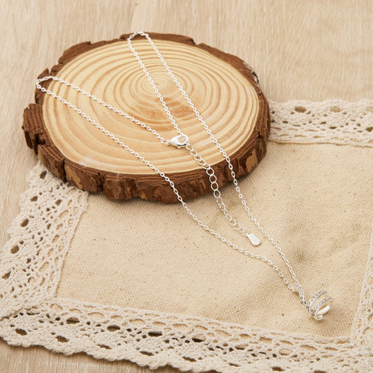 Silver Plated Spiral Twist Necklace Created with Zircondia® Crystals - Philip Jones Jewellery