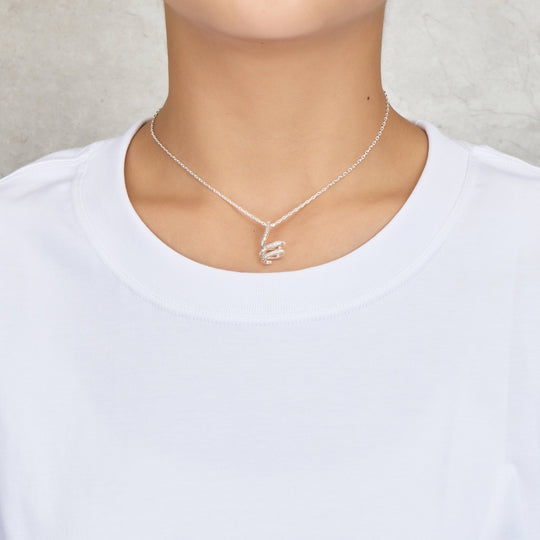 Silver Plated Spiral Twist Necklace Created with Zircondia® Crystals - Philip Jones Jewellery