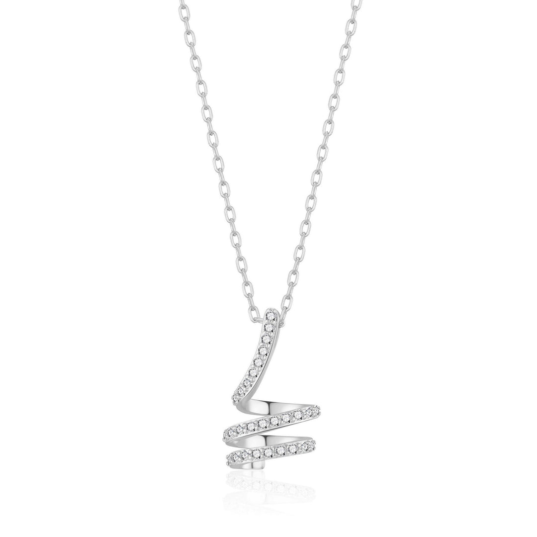 Silver Plated Spiral Twist Necklace Created with Zircondia® Crystals - Philip Jones Jewellery