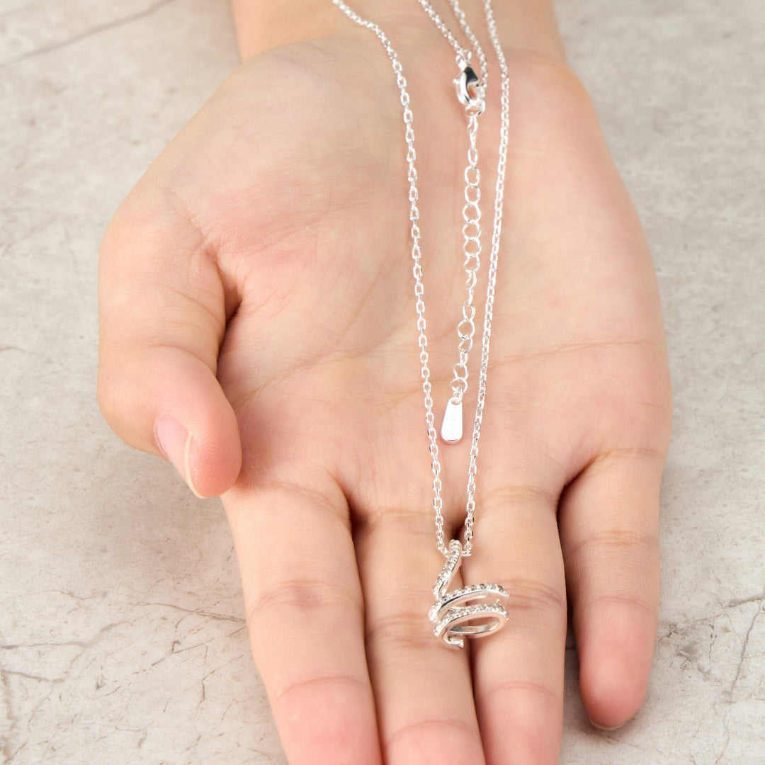 Silver Plated Spiral Twist Necklace Created with Zircondia® Crystals - Philip Jones Jewellery