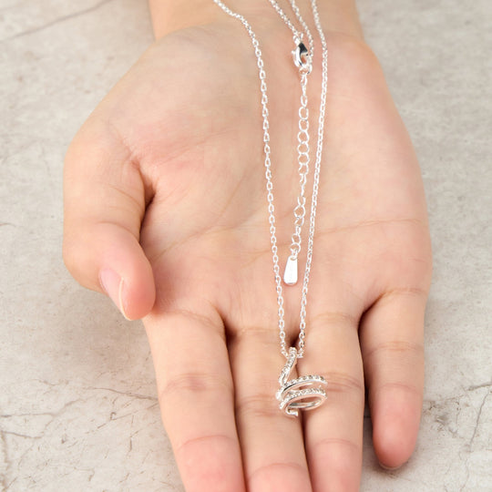 Silver Plated Spiral Twist Necklace Created with Zircondia® Crystals - Philip Jones Jewellery