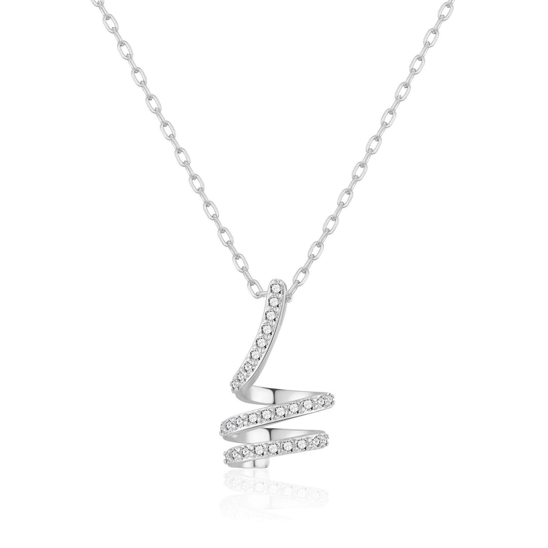 Silver Plated Spiral Twist Necklace Created with Zircondia® Crystals - Philip Jones Jewellery