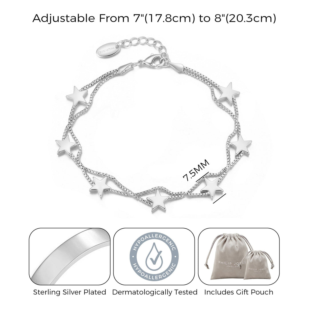 Silver Plated Star Bracelet - Philip Jones Jewellery