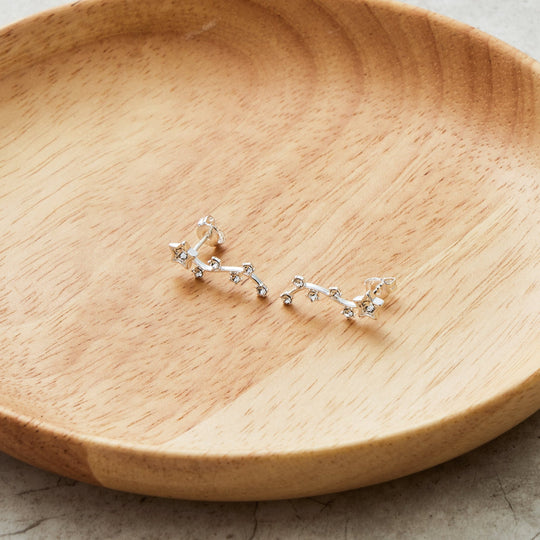 Silver Plated Star Climber Earrings Created with Zircondia® Crystals - Philip Jones Jewellery