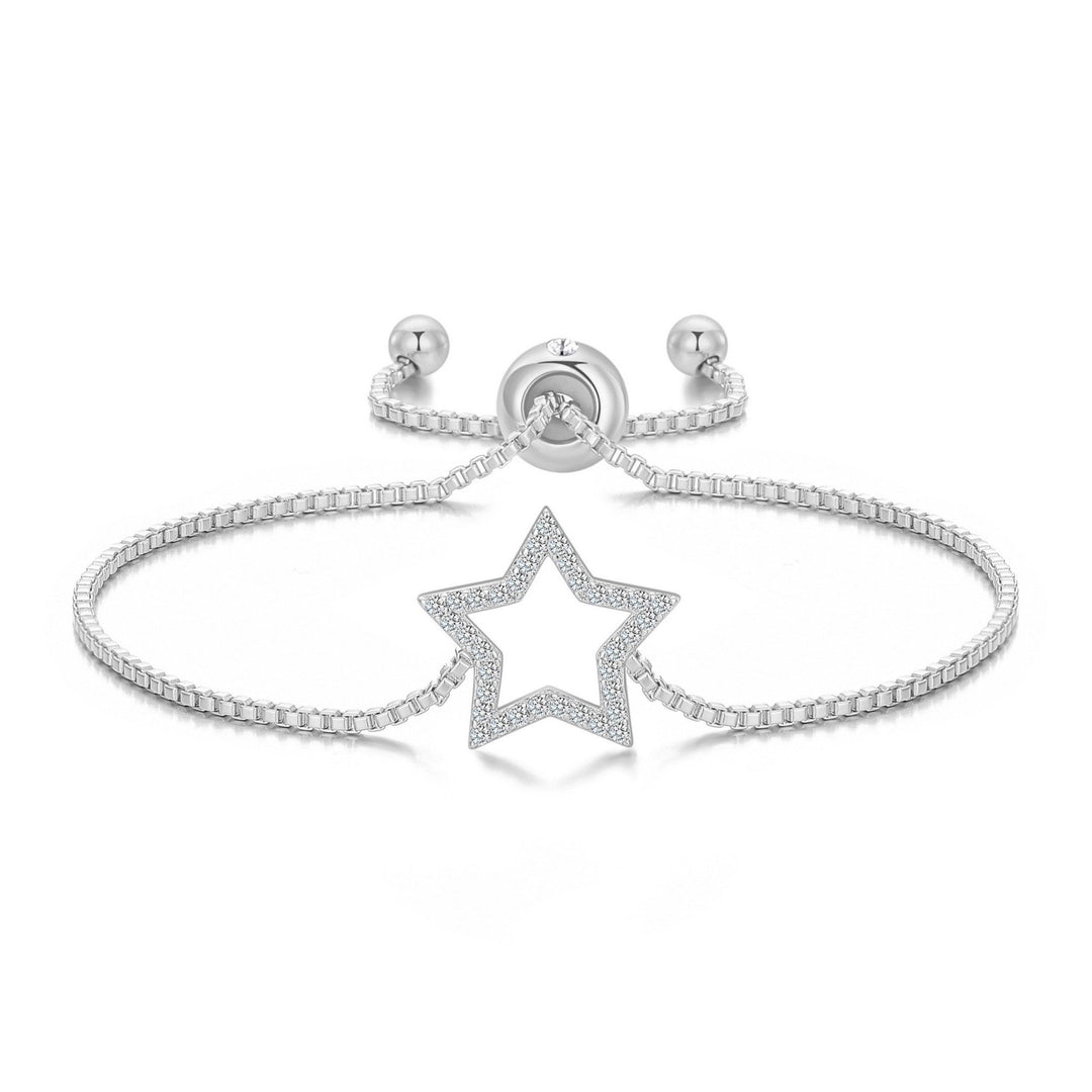 Silver Plated Star Friendship Bracelet Created with Zircondia® Crystals - Philip Jones Jewellery