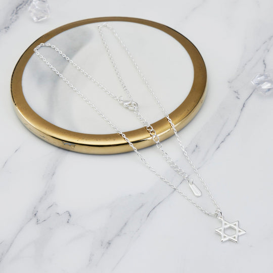 Silver Plated Star of David Necklace - Philip Jones Jewellery