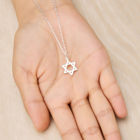 Silver Plated Star of David Necklace - Philip Jones Jewellery