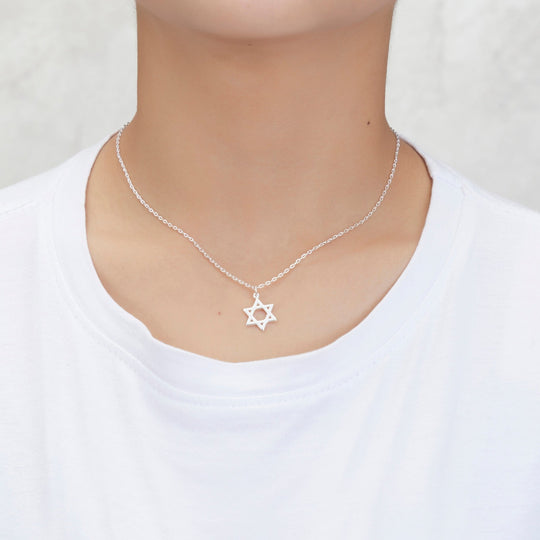 Silver Plated Star of David Necklace - Philip Jones Jewellery