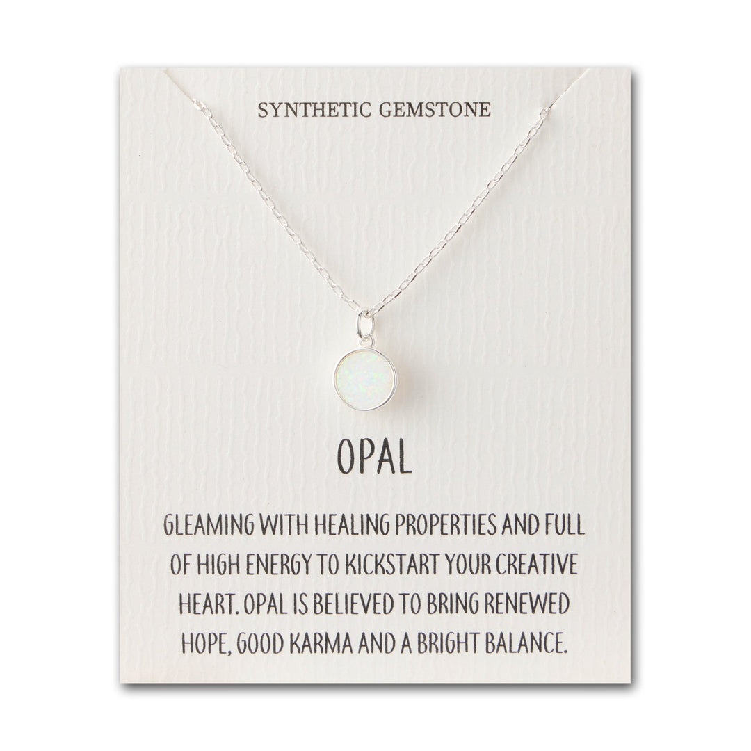 Silver Plated Synthetic White Opal Necklace with Quote Card - Philip Jones Jewellery