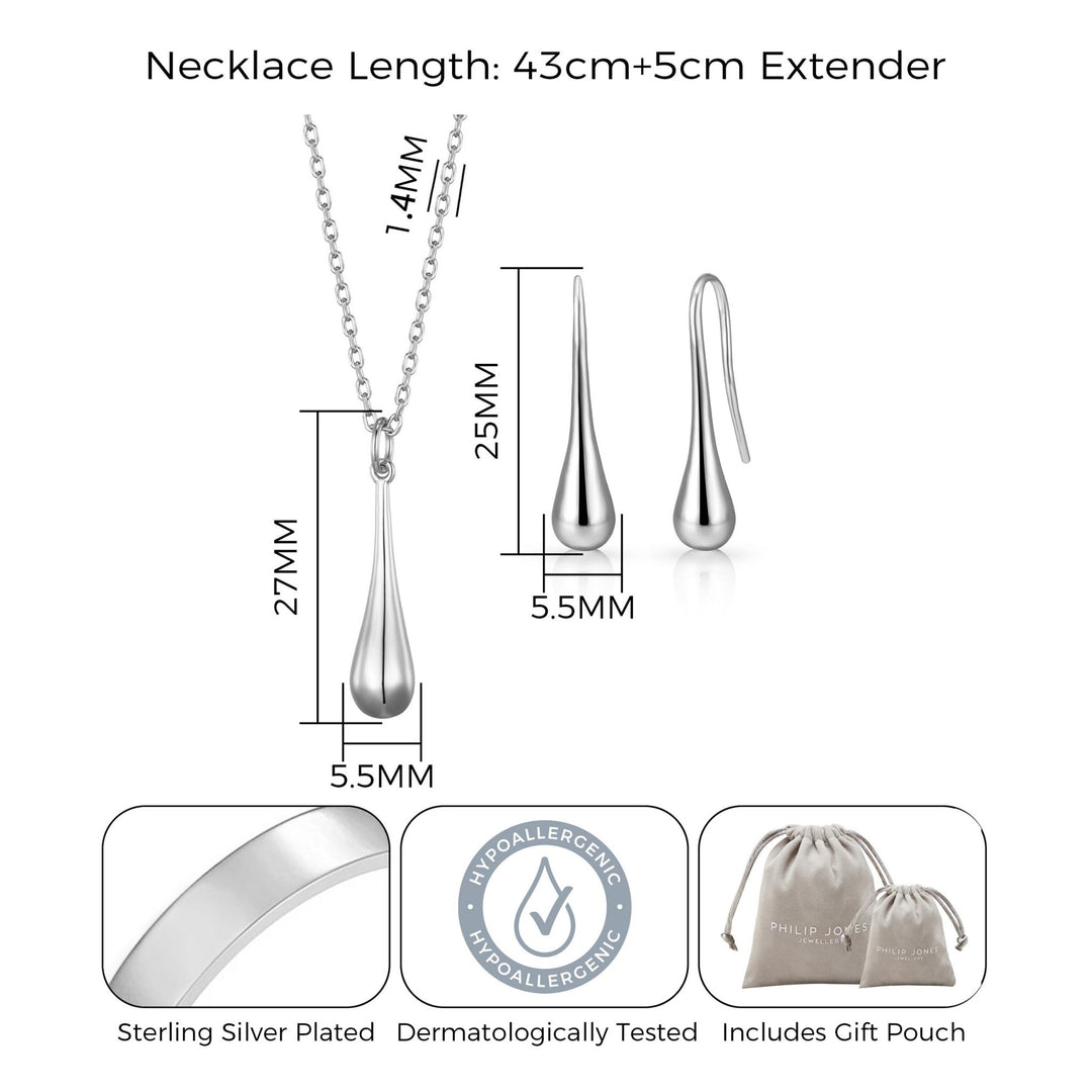 Silver Plated Teardrop Set - Philip Jones Jewellery
