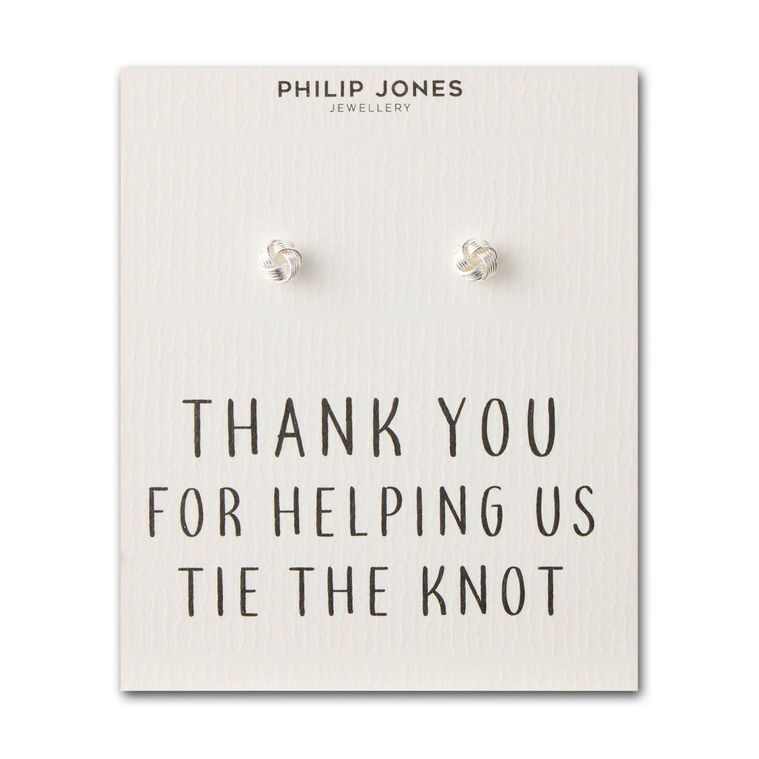 Silver Plated Thank You for Helping us Tie The Knot Earrings with Quote Card - Philip Jones Jewellery