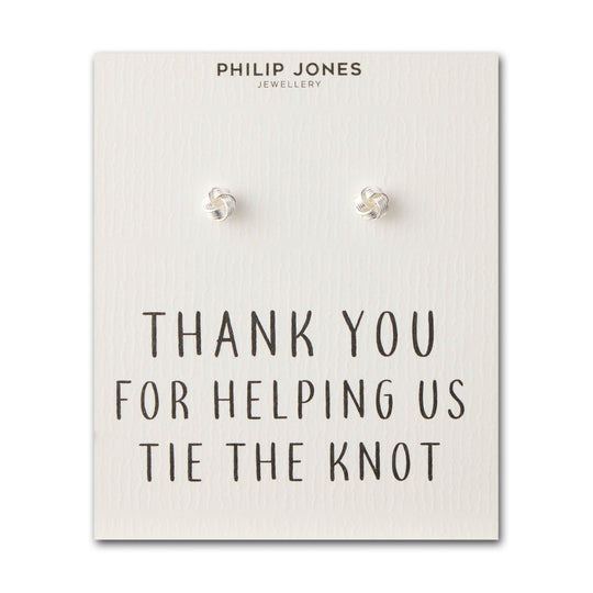 Silver Plated Thank You for Helping us Tie The Knot Earrings with Quote Card - Philip Jones Jewellery
