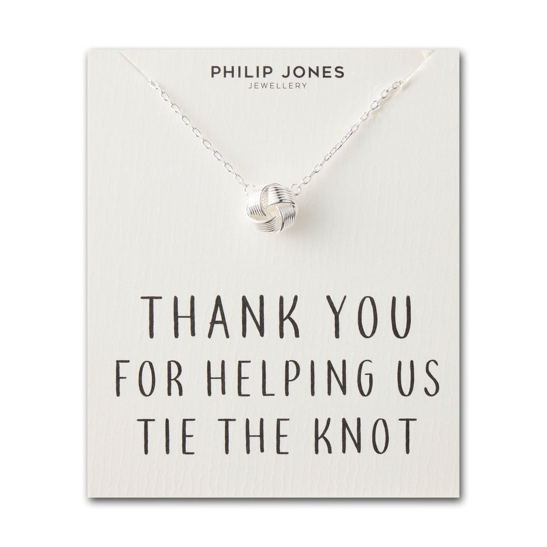 Silver Plated Thank You for Helping us Tie The Knot Necklace with Quote Card - Philip Jones Jewellery