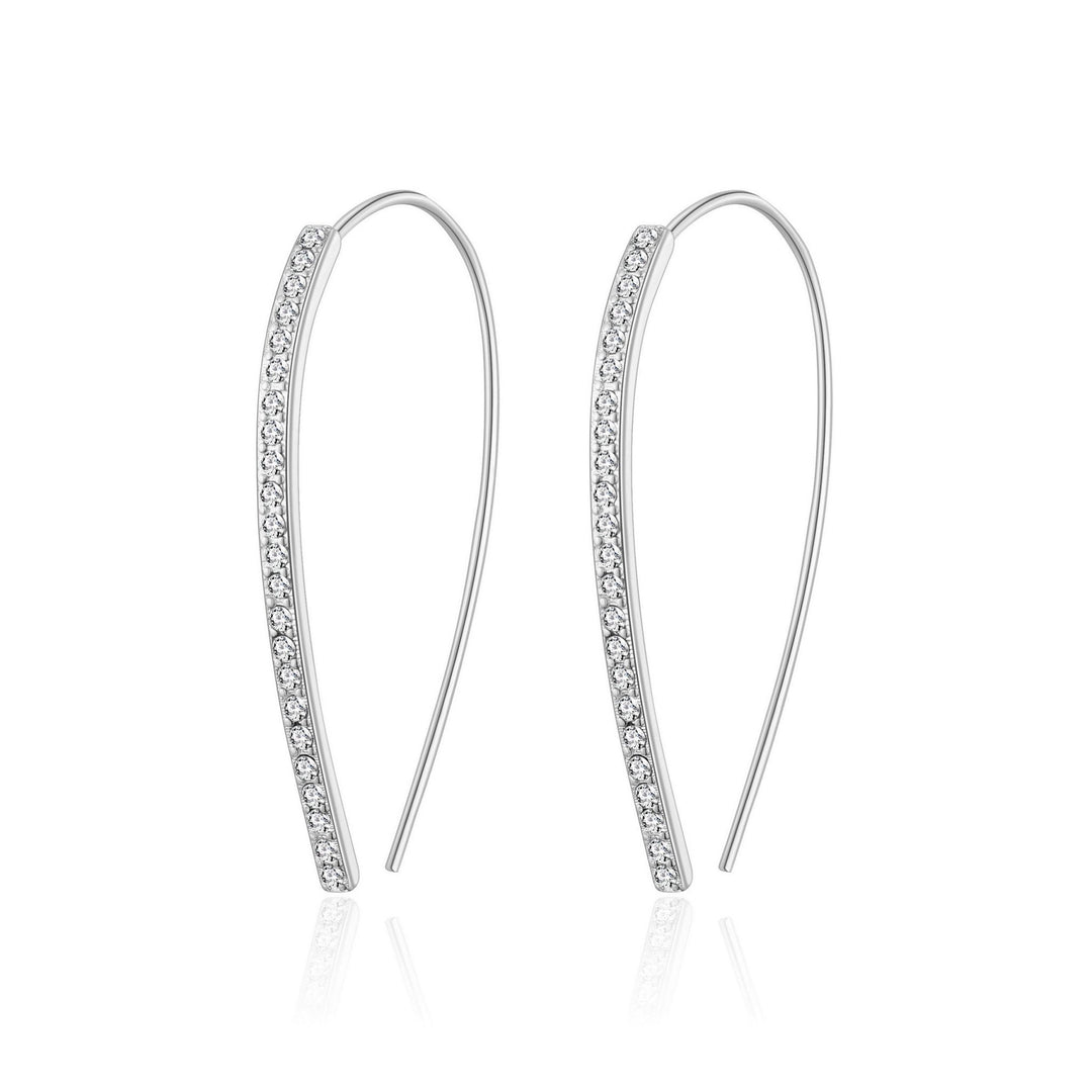 Silver Plated Thread Earrings Created with Zircondia® Crystals - Philip Jones Jewellery