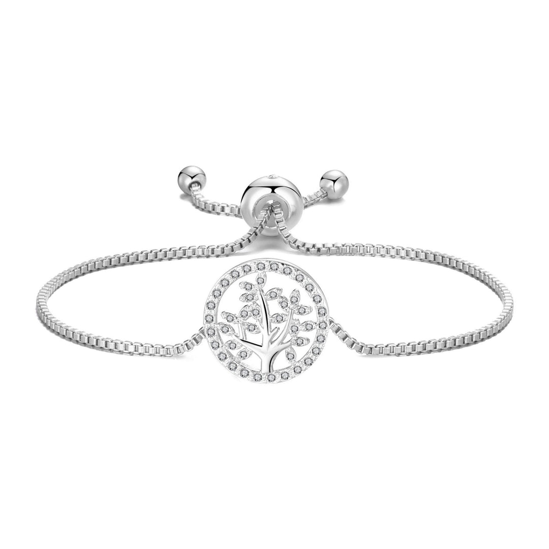 Silver Plated Tree of Life Bracelet Created with Zircondia® Crystals - Philip Jones Jewellery