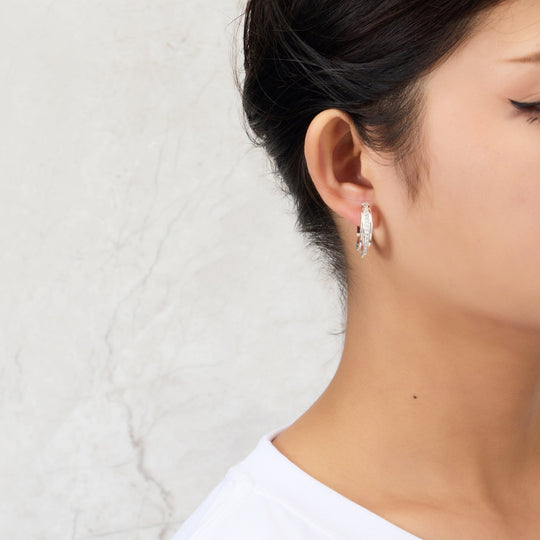 Silver Plated Triple Illusion Hoop Earrings Created with Zircondia® Crystals - Philip Jones Jewellery