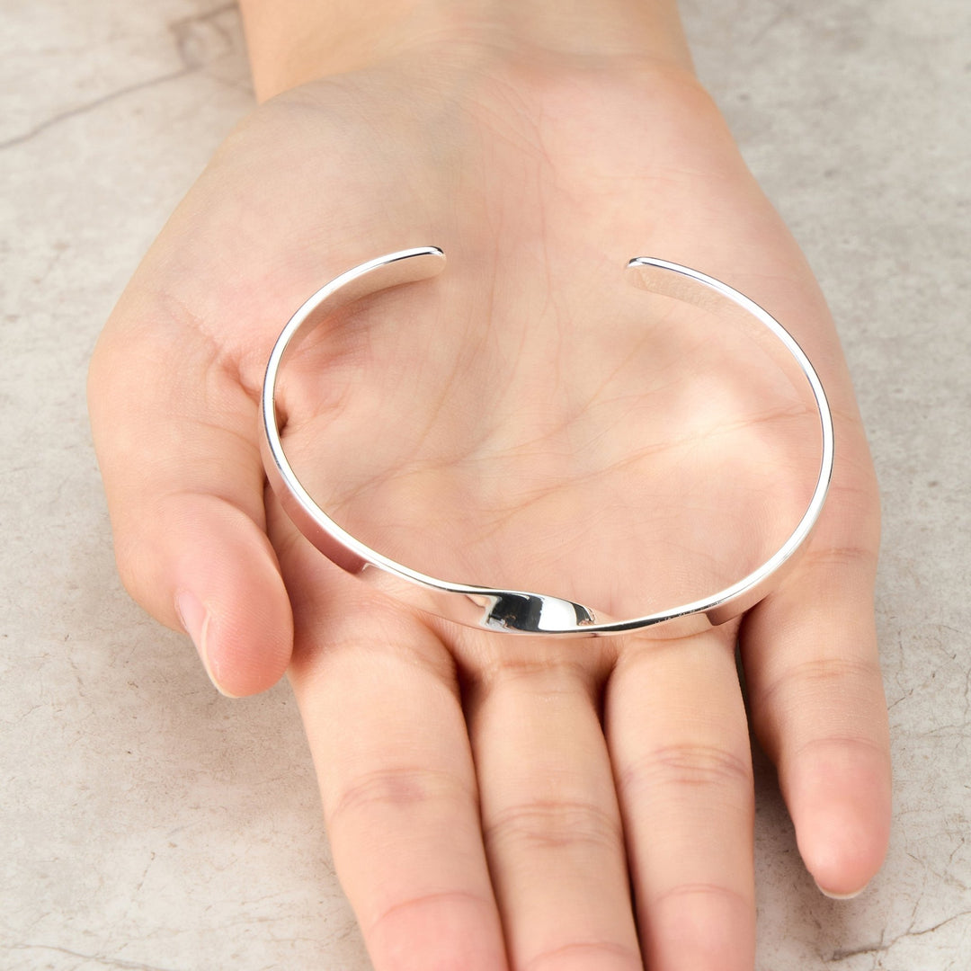 Silver Plated Twist Cuff Bangle - Philip Jones Jewellery