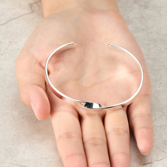 Silver Plated Twist Cuff Bangle - Philip Jones Jewellery
