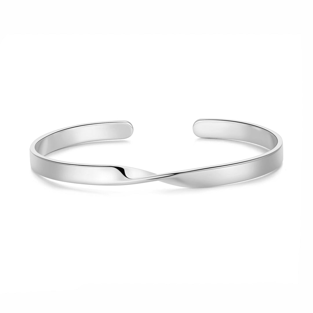 Silver Plated Twist Cuff Bangle - Philip Jones Jewellery
