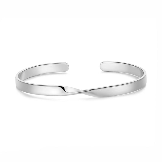 Silver Plated Twist Cuff Bangle - Philip Jones Jewellery
