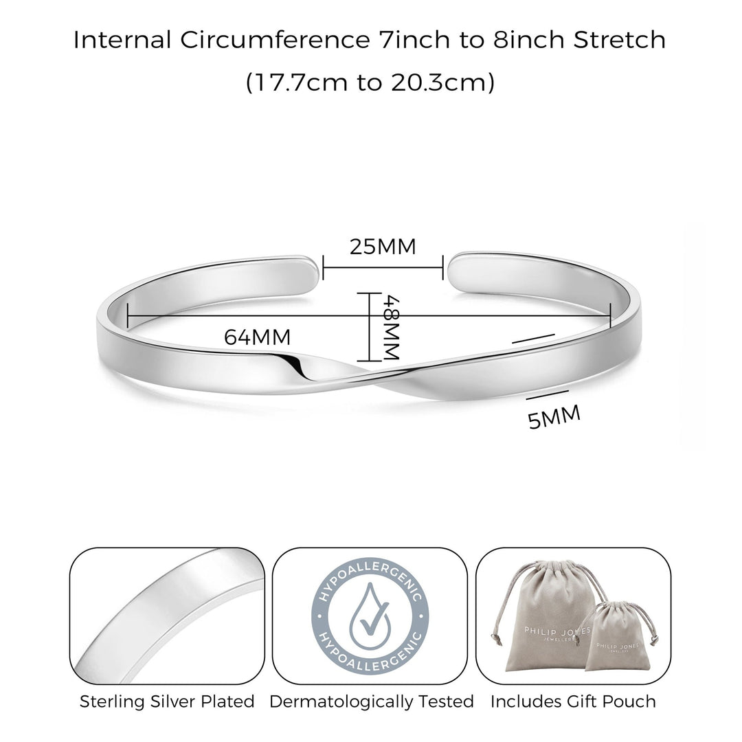 Silver Plated Twist Cuff Bangle - Philip Jones Jewellery