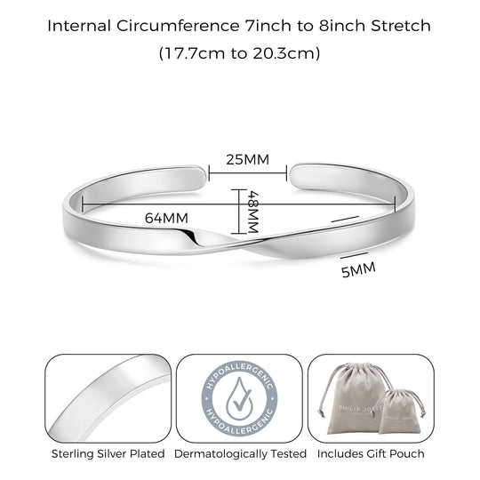 Silver Plated Twist Cuff Bangle - Philip Jones Jewellery