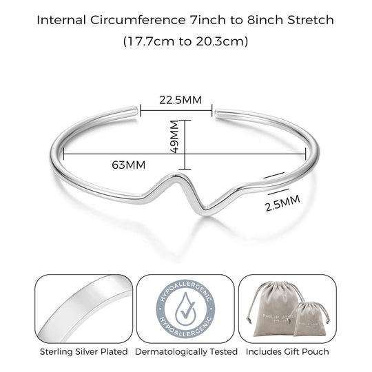 Silver Plated Wave Cuff Bangle - Philip Jones Jewellery
