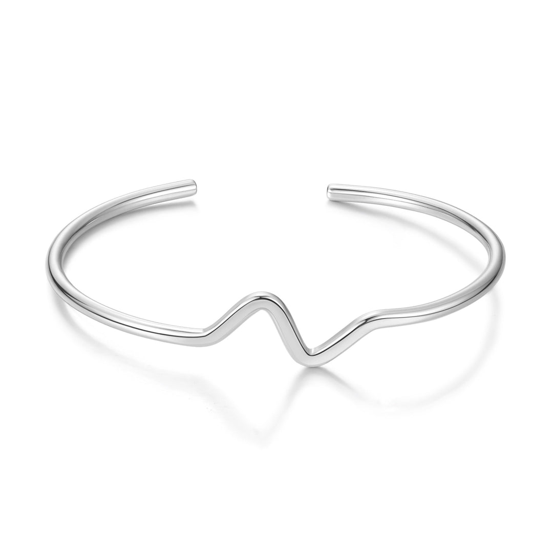Silver Plated Wave Cuff Bangle - Philip Jones Jewellery